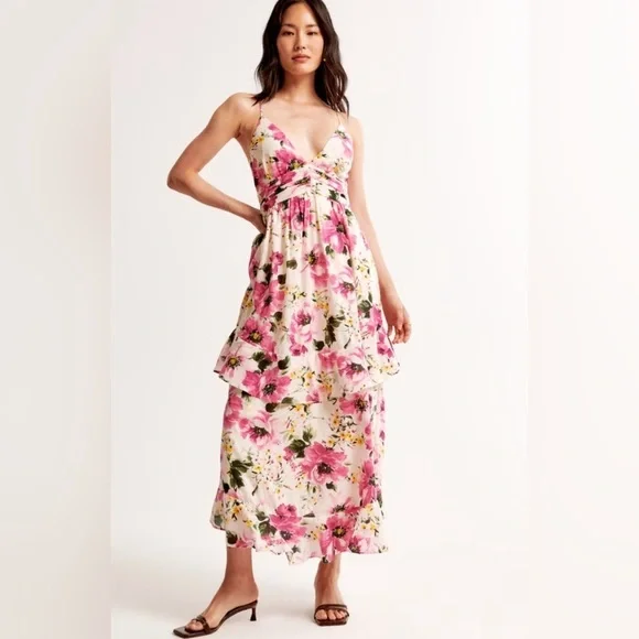 Abercrombie & Fitch colorful flower print maxi dress NWT