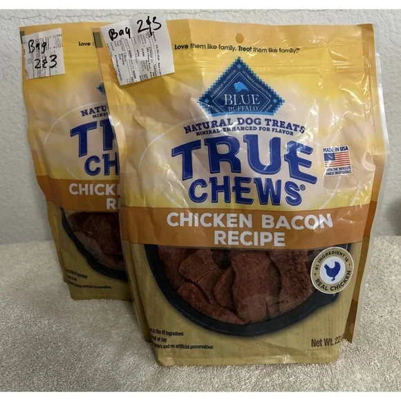 Blue Buffalo True Chews Chicken Bacon Recipe Natural Dog Treats, 22 oz. TWO BAGS