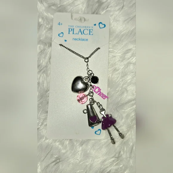 The Children's Place Silver, Purple And Pink Cluster Cheerleader Charm Necklace