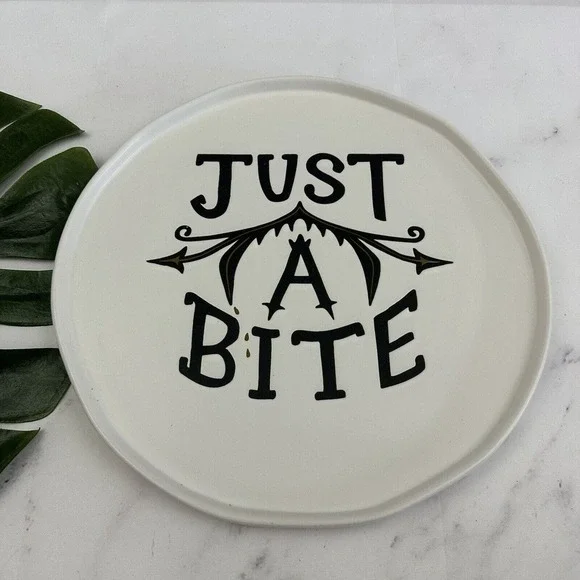 Threshold Target Halloween Just A Bite Platter Plate New Black Gray Vampire