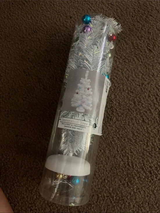 Target White Tinsel Mini Decorated Christmas Tree with Multicolor Ornaments