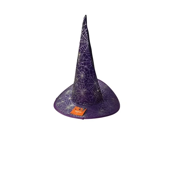 Momentum Brands Purple Silver Holographic Spiderweb Witch Hat Halloween Costume