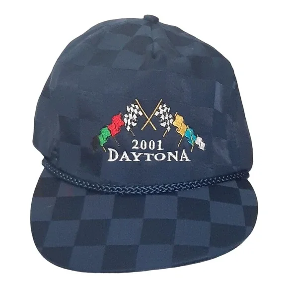 Vtg Daytona Beach 2001 Races baseball cap Checkered Flags Rope unused San Sun