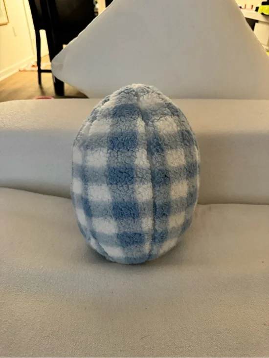 Target Blue and White Plaid Plush Easter Egg Pillow