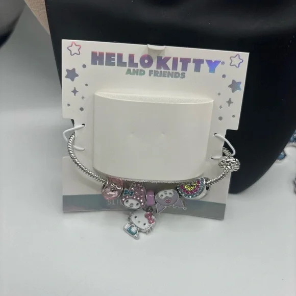 Hello Kitty Silver Bracelet with Pink and Purple Charms