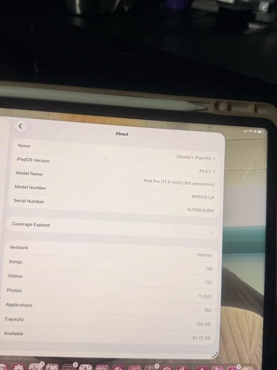 Apple iPad 6th gen 12.9 256 gb