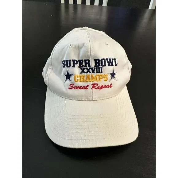 Vintage Dallas Cowboys Hat Cap Polyester Wool blend Super‎ Bowl Champs Repeat 90