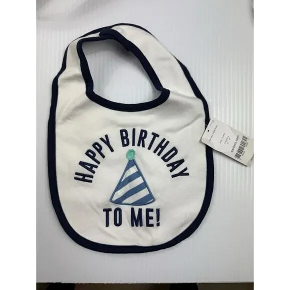 NEW Baby Boy 1st Birthday Bib First‎ Party Hat Navy Blue