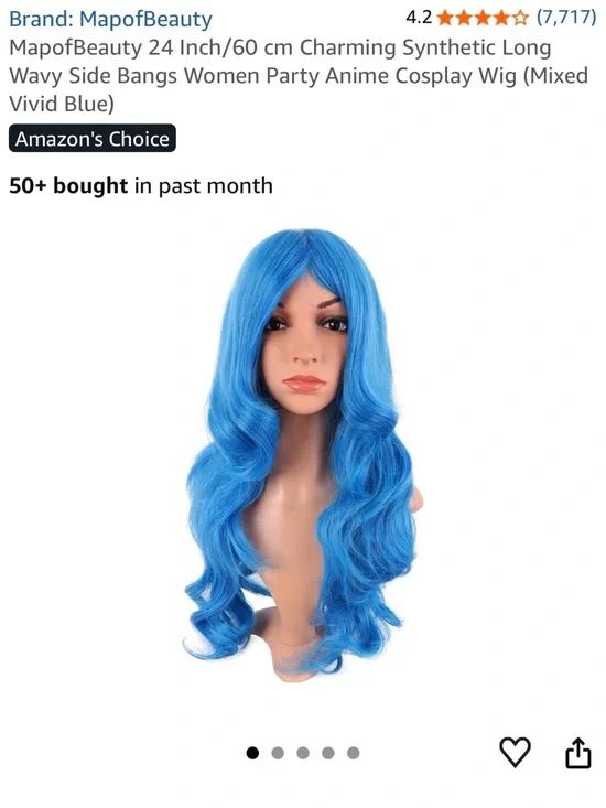 Vivid Blue Party Hair Wig Accessory
