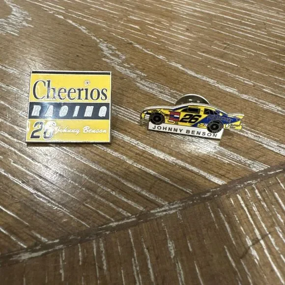 LOT OF 2 JOHNNY BENSON‎ #26 CHEERIOS NASCAR RACING HAT PINS
