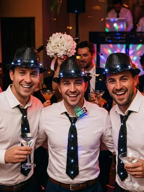 Bundle of 3 Sets of Light up Fedora Hat and Tie NWT