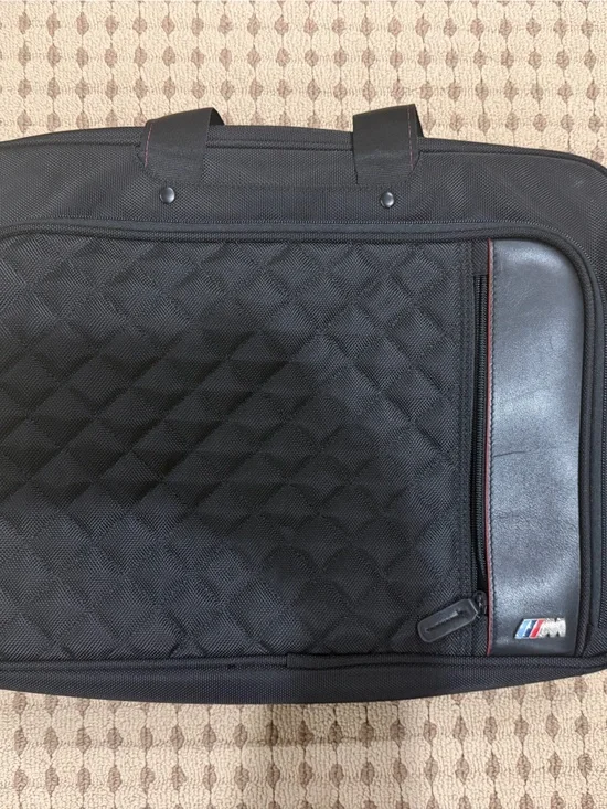 Like New BMW Black Laptop Briefcase with Subtle Red Stitching