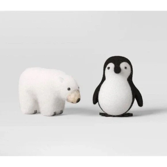 Target Wondershop Christmas Felted WoolPenguin & Polar Bear Figurines Set of 2
