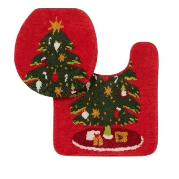 Target Wondershop Contour Bath Rug and Standard Lid Cover Set Christmas Tree