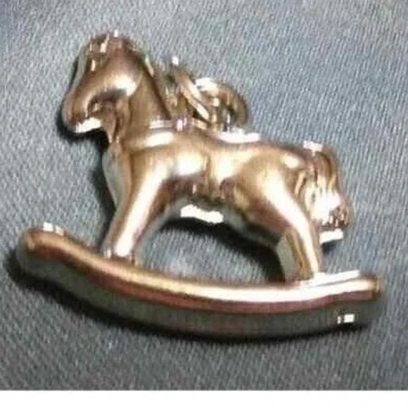 New Rocking Horse Pendant Charm Silver Tone Equine Equestrian Toy Girls Baby