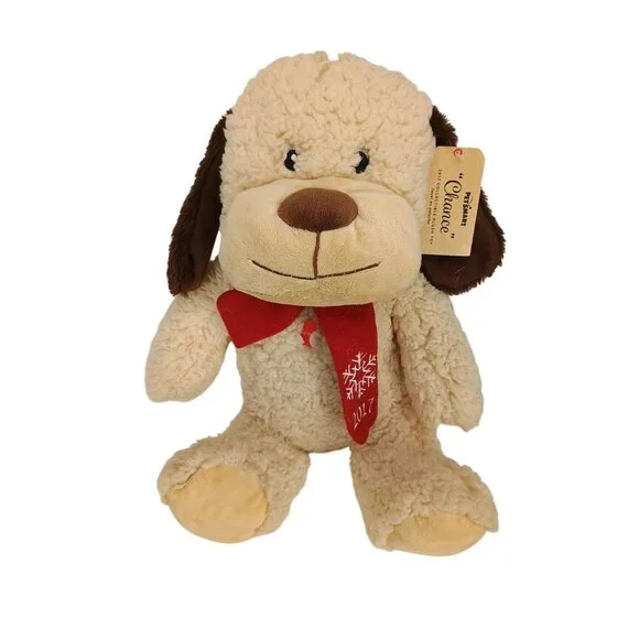 Petsmart Chance Collectible Holiday Plush Dog Cream & Brown Polyester Fibers 14