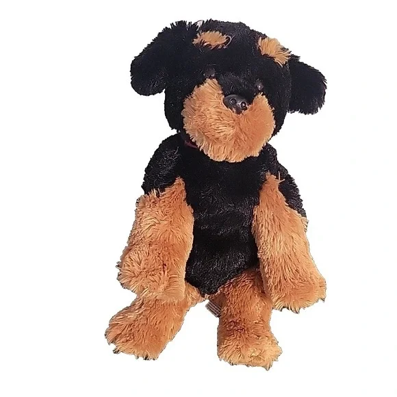 Ty Beanie Buddy Brutus Dog Plush TySilk Rottweiler Black & Brown Puppy Dog 9
