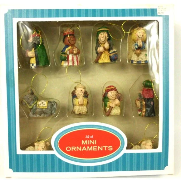 Vintage 2003 Target Christmas Ornaments Set of 12 Mini Nativity Figures