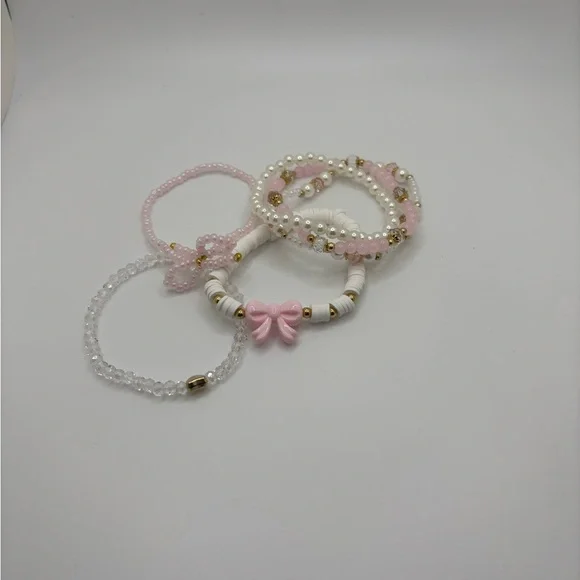 ✨5/$25✨ Pink and White Beaded Kids Bracelet Set