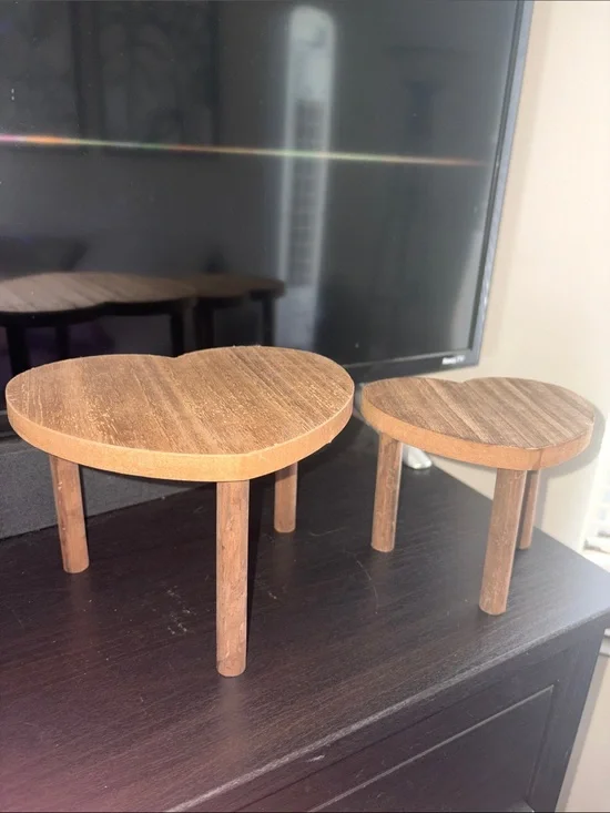 Target Brown Wood Round Pedestal Display Stands Set