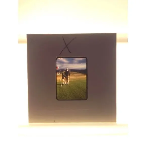 Vtg 40s Kodachrome Couple Playing Golf Blue Ridge Mountains Color Slide Photo