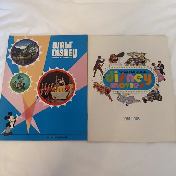 Walt Disney Co Original 1972-1975 16mm Film Rental & Educational Catalog Lot X 2