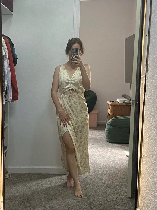 Abercrombie & Fitch Cream Maxi Dress with Yellow Floral Print