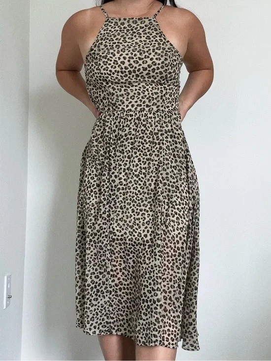 Abercrombie & Fitch Leopard Print Sleeveless Midi Dress - Small