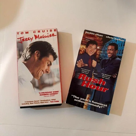 Y2K retro Sports Comedy 1990 VHS Rush Hour , 1998 & Jerry Maguire VHS Tape