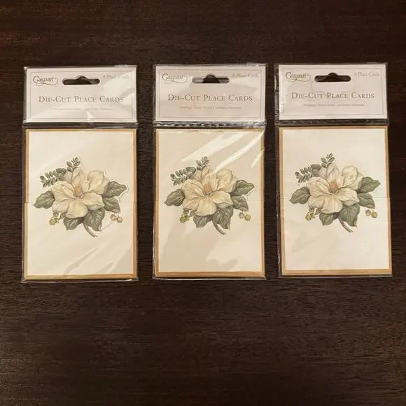 Vintage NEW Caspari Die-Cut Place Cards Magnolia 3 Packs Southern Luncheons