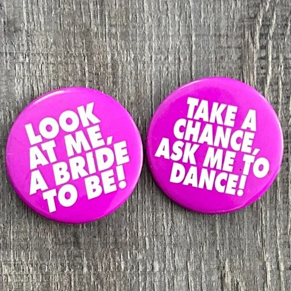 💞 Set of 2 Bachelorette Party Bride Button Pins