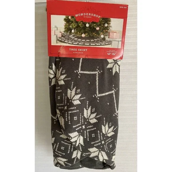 Target Wondershop Gray Fair Isle Christmas Tree Skirt 48” Round 42-54