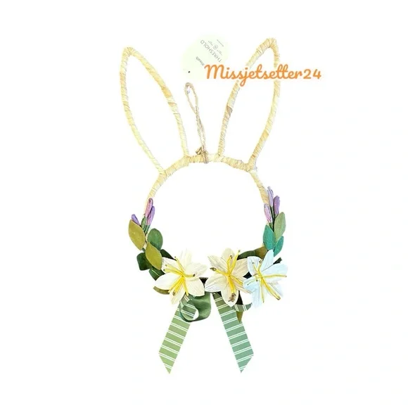NWT TARGET THRESHOLD EASTER BUNNY WREATH Purple and Green Spring 2025
