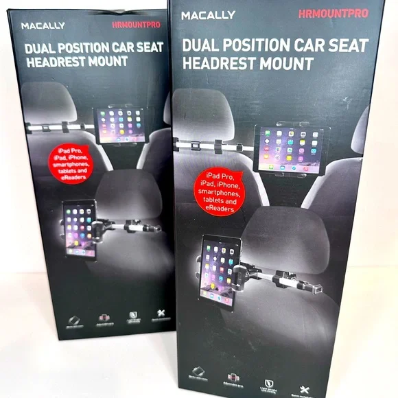 NEW MACALLY Dual Position Car Seat Cell Phone/Tablet Headrest