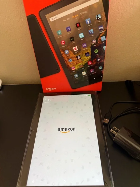Amazon Fire Tablet in Black with Orange Retail Box