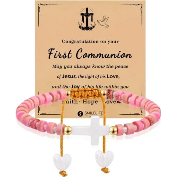 Cross Bracelet for Women, Girls & Boys - First Communion, Baptism & Christian
