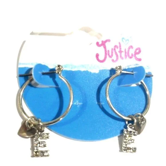 Justice Silver-tone Hoop Earrings Sparkling 