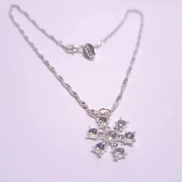 Snowflake Necklace Rhinestone Pendant Charm 15