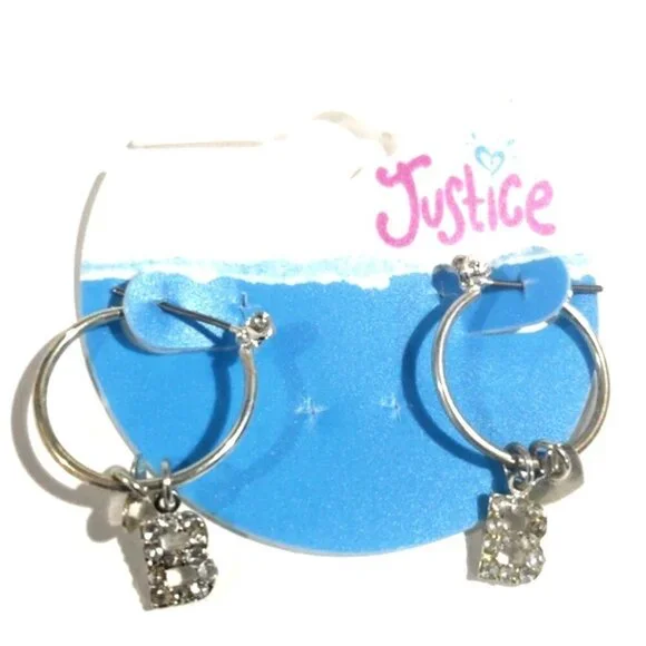 Justice Silver-tone Hoop Earrings Sparkling 