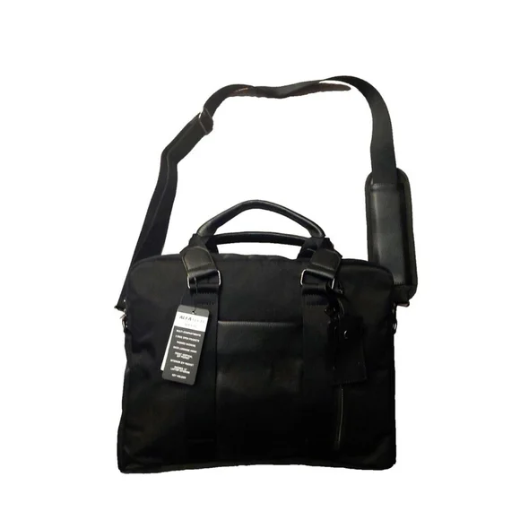 Alfani Mens Nylon Briefcase Bag Black ONE SIZE