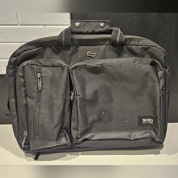 Solo New York Black Convertible Briefcase Backpack Multi-Functional