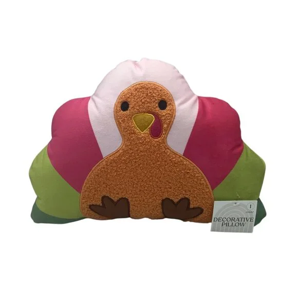 Target Thanksgiving Turkey Shaped Throw Pillow NEW Vibrant‎ Multicolor 9.5