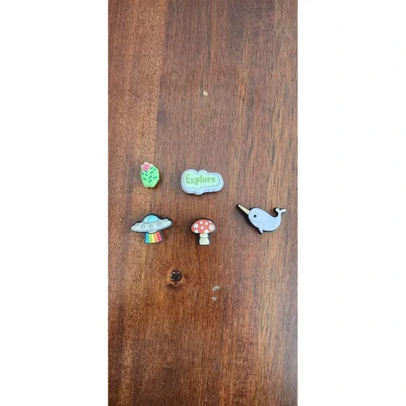 Cute‎ Shoe Charms Croc Jibbitz Set of 5 UFO Narwhal Mushroom Cactus Explore