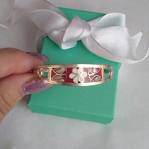 Vintage Sterling Silver 925 Baby Bracelet w/ Inlaid Flower and Butterflies