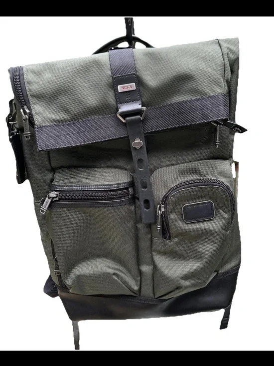 Tumi Alpha Bravo Luke Roll-Top Backpack Olive Green Ballistic Nylon Carry On Bag