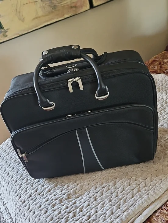 Tumi Black Laptop Briefcase with Silver Trim