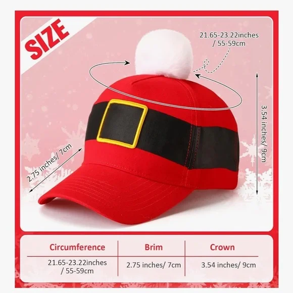 Christmas Santa Baseball Cap Adjustable Adult. NEW | 4 Pack