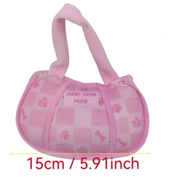 CHEWY VUITON PARIS PLUSH PURSE DOG TOY