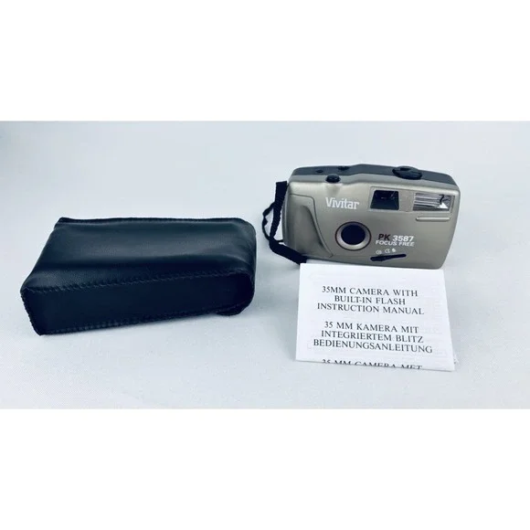 Vivitar PK 3587 Focus‎ Free Film Camara With Case 35mm Tested Working