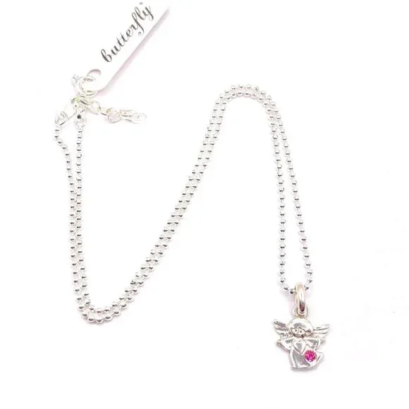 925 Sterling Silver Butterfly Angel Pendant Necklace